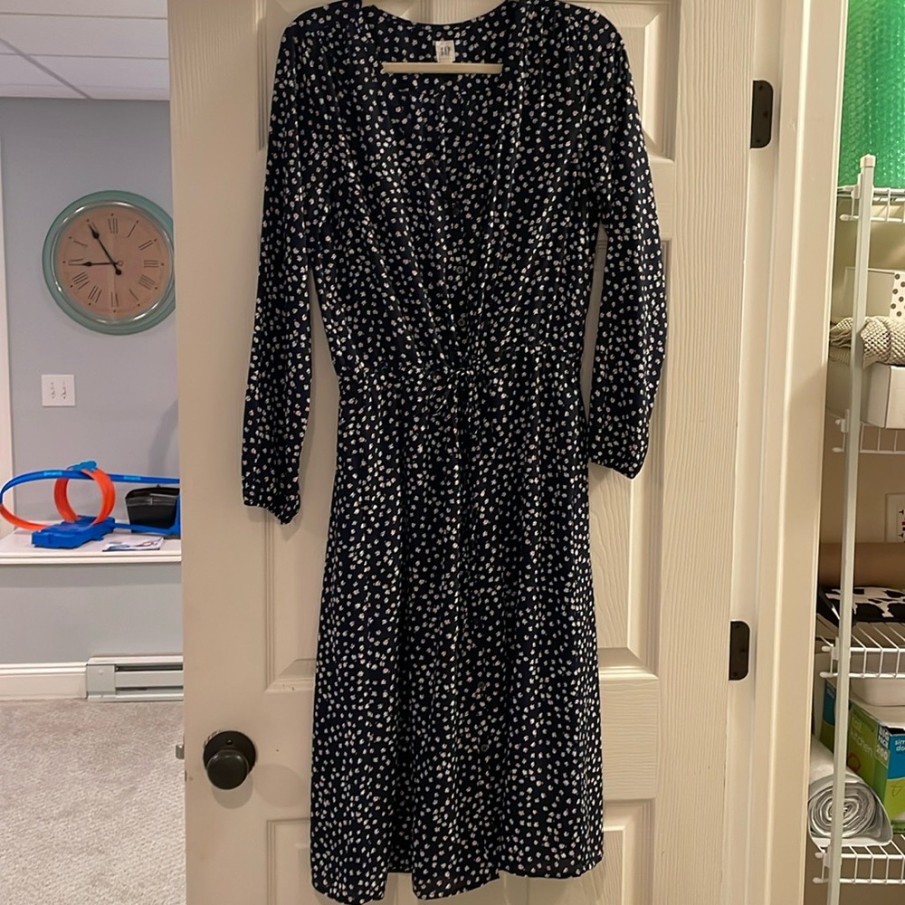 GAP Blue Floral Tie-Waist Dress